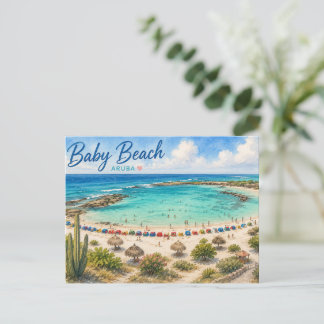 Baby Beach Aruba Caribbean Travel souvenir Postcard