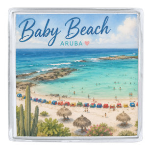 Baby Beach Aruba Caribbean Travel souvenir Silver Finish Lapel Pin