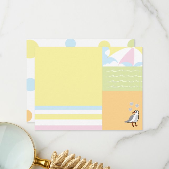 Baby Beach Ball Thank You Card (Front/Back In Situ)