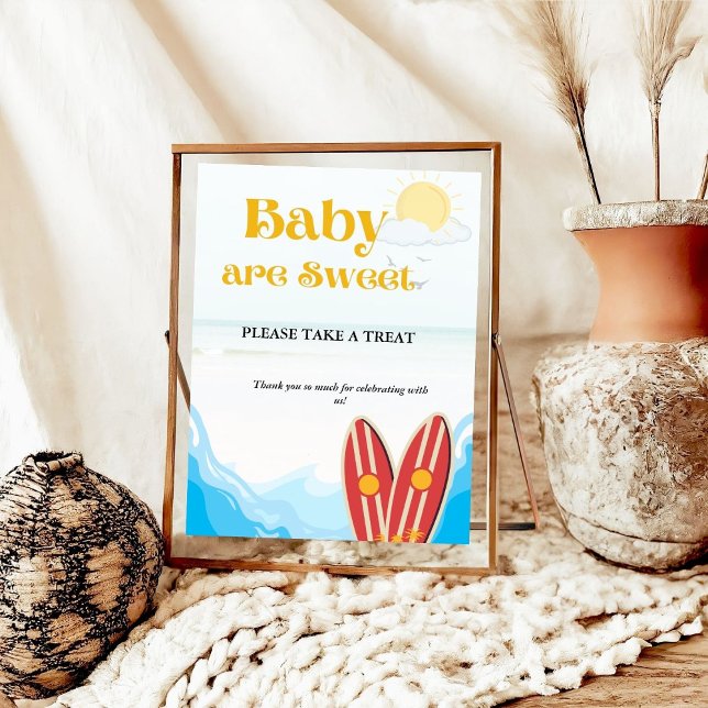 Baby beach surfing board baby shower Favor sign (Creator Uploaded)