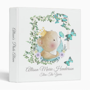 Baby Bear And Butterflies Baby Photo Album 3 Ring Binder