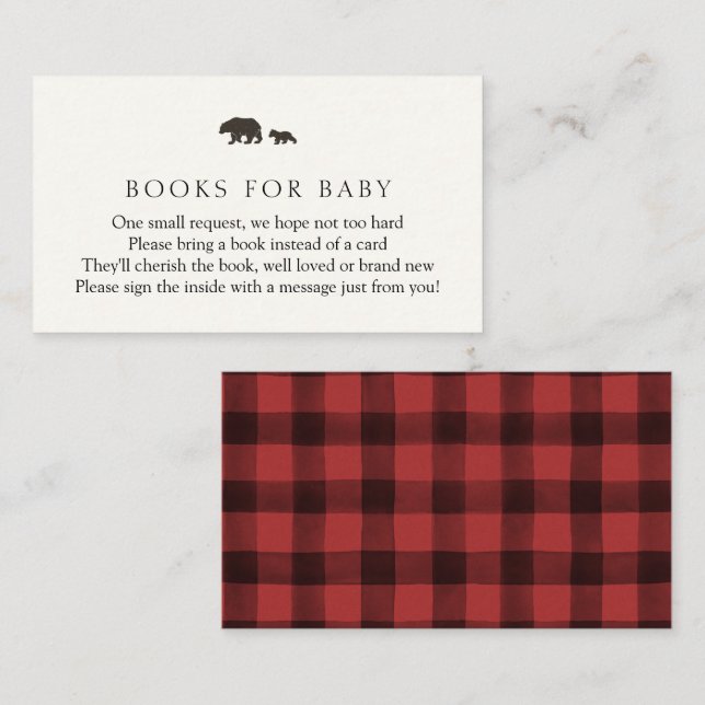 Baby Bear and Red Plaid Books for Baby Enclosure Card (Front/Back)