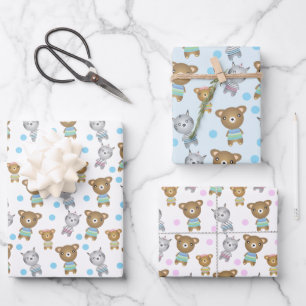 Baby Bear And Zebra Wrapping Paper Sheets