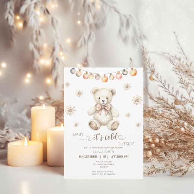 Baby bear Baby it's cold outside baby shower Invitation (Creator Uploaded)