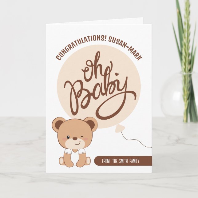  Baby Bear Baby Shower Congratulations Card (Front)