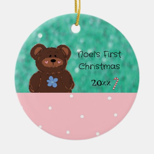 Baby Bear Babys First Christmas Ceramic Ornament