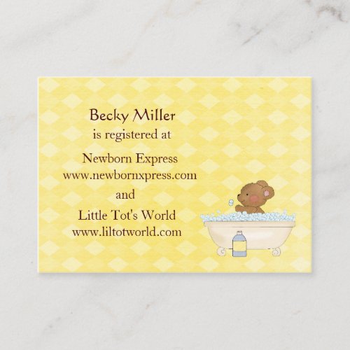 Baby Bear Bath Time Baby Shower Registry Cards