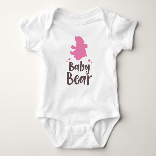Baby Bear Bear Cub Cute Bear Little Bear _ Pink Baby Bodysuit