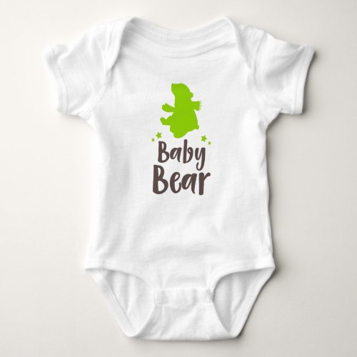 Baby Bear Bear Cub Cute Bear Stars _ Green Baby Bodysuit