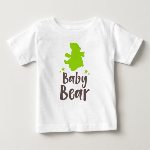 Baby Bear Bear Cub Cute Bear Stars _ Green Baby T_Shirt