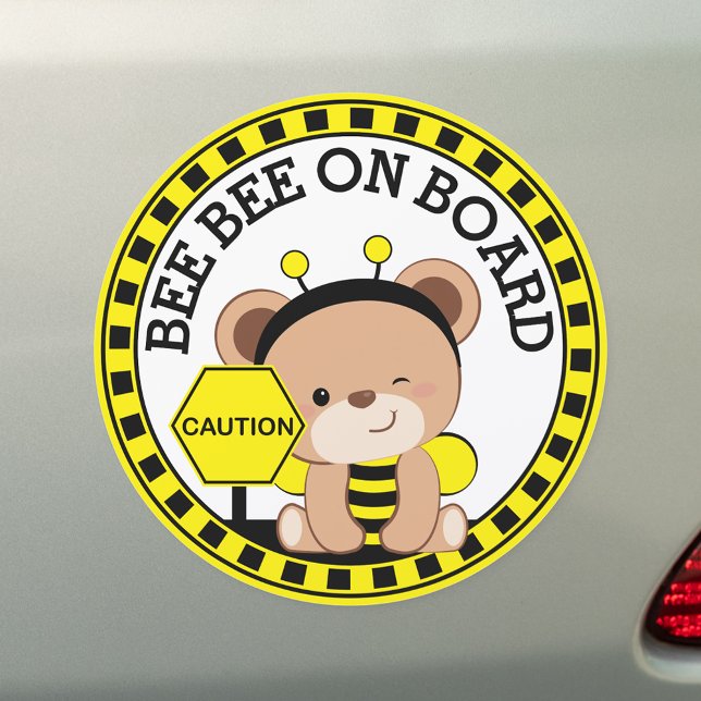 Baby Bear Bee Costume Baby On Board Car Magnet (Creator Uploaded)