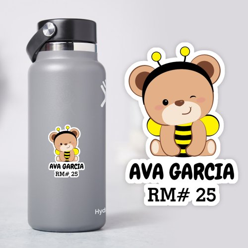 Baby Bear Bee Costume School Bottle Sticker
