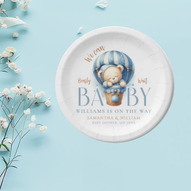 Baby Bear Blue Balloon Ride Paper Plates (Creator Uploaded)