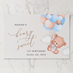 Baby Bear, Blue Balloons, First Birthday Paper Pad