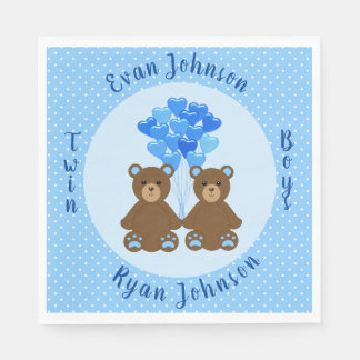 Baby Bear Boy Twins Paper Napkins