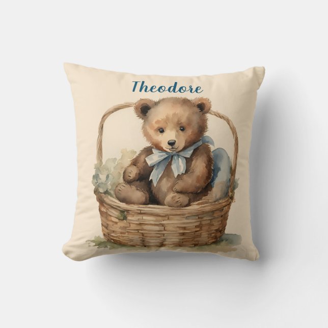 Baby Bear Boys Personalized  Throw Pillow (Front)