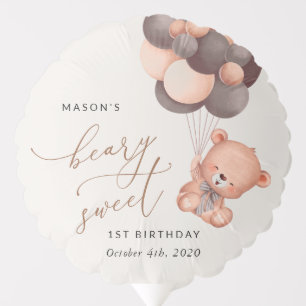 Baby Bear, Brown Balloons, First Birthday Balloon