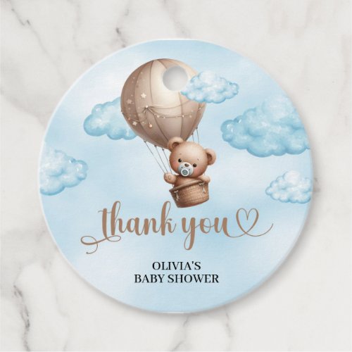 Baby bear brown hot air balloon we can bearly wait favor tags