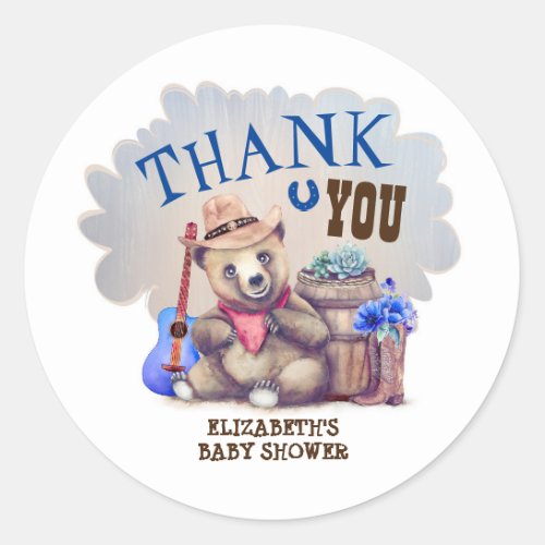 Baby Bear Country Baby Shower Thank You Classic Round Sticker