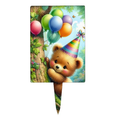 Baby Bear Cub Happy Birthday Party  Cake Topper