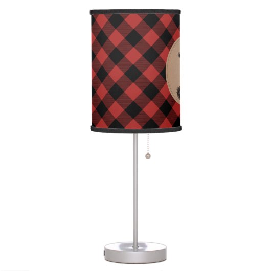 Baby Bear Cub Plaid Personalized Lamp (Left)
