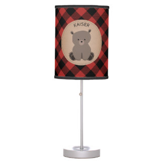 Baby Bear Cub Plaid Personalized Lamp