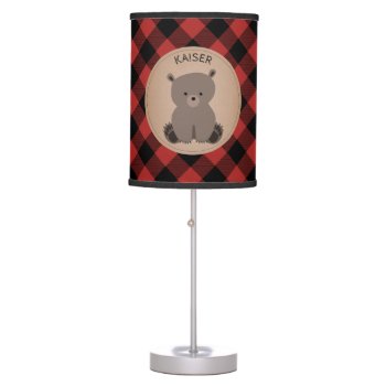 Baby Bear Cub Plaid Personalized Lamp by JillsPaperie at Zazzle