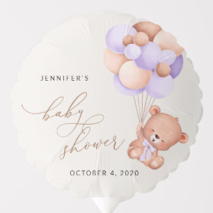 Baby Bear, Cute Bear, Purple Balloons, Baby Shower Balloon