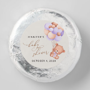 Baby Bear, Cute Bear, Purple Balloons, Baby Shower Dipped Oreo Cookie Favors