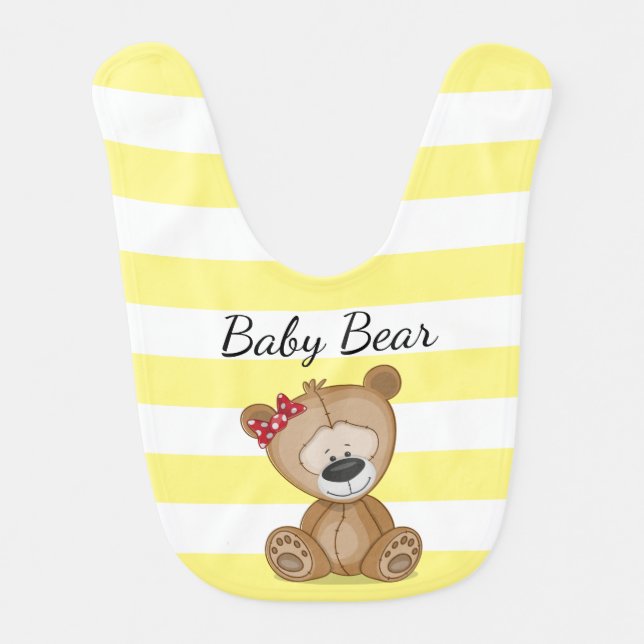 Baby Bear Cute Teddy Bear with Stripes Bib (Front)