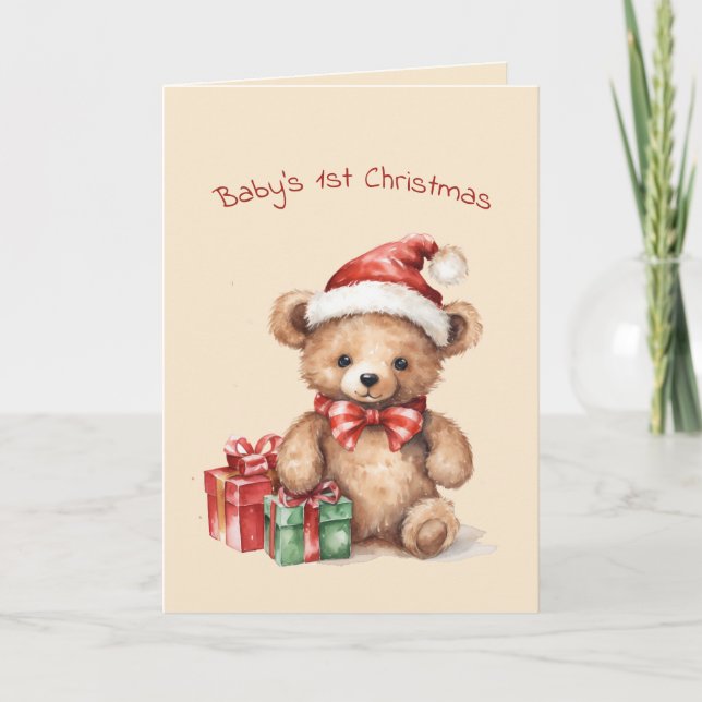 Baby Bear First Christmas Greeting Holiday Card (Front)