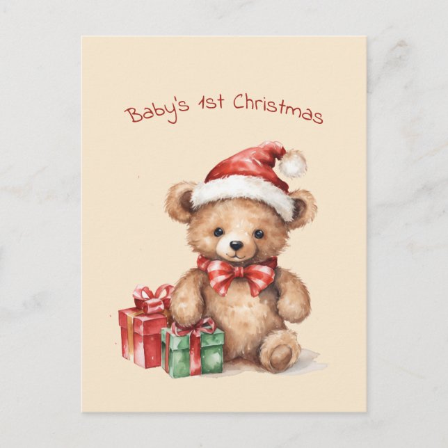 Baby Bear First Christmas Greeting Holiday Card (Front)