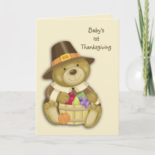 Baby Bear First Thanksgiving Greeting Card (Front)
