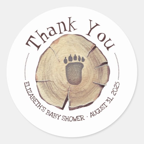 Baby Bear Foot Print Baby Shower Thank You Classic Round Sticker