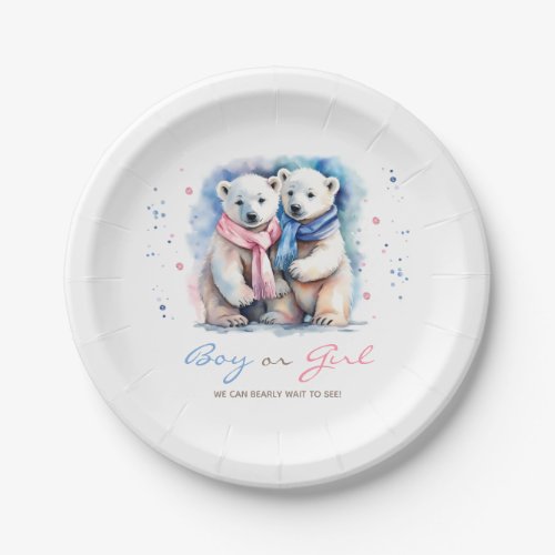 Baby Bear Gender Reveal Boy or Girl Winter Fall Paper Plates