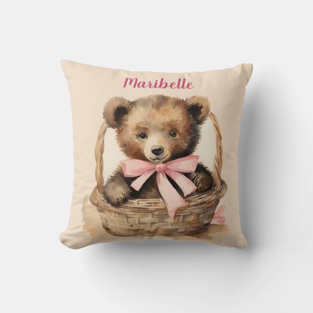 Baby Bear Girl Personalized  Throw Pillow (Front)