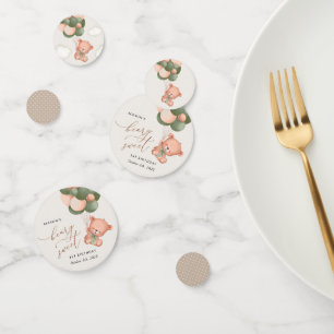 Baby Bear, Green Balloons, First Birthday Confetti