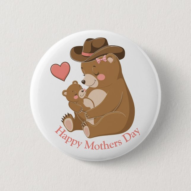 Baby Bear Happy Mother's Day Button (Front)