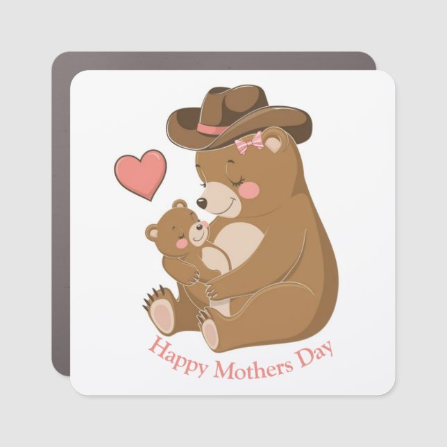 Baby Bear Happy Mother's Day Car Magnet (Front)