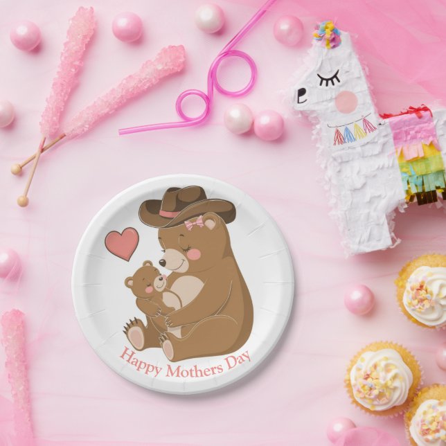 Baby Bear Happy Mother's Day Paper Plates (Party)