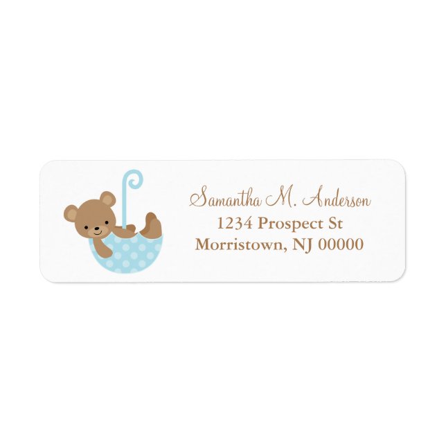 Baby Bear in Umbrella Return Address Labels (Front)