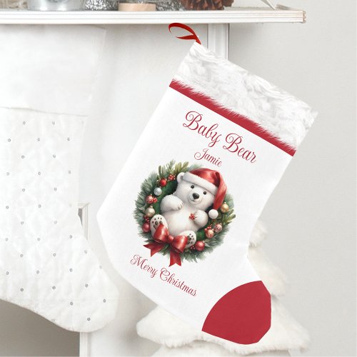 Baby Bear Name Family Matching Cute Kids Small Christmas Stocking