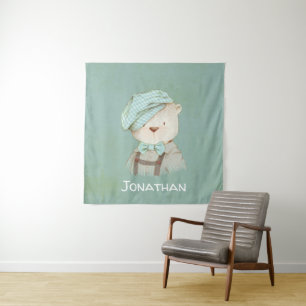 Baby Bear Name Personalized Baby Boy Cute Tapestry