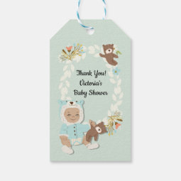 Baby bear outfit baby shower gift tags | Zazzle