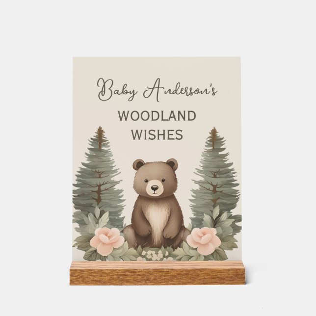 Baby Bear Pine Trees Acrylic Sign (Front)