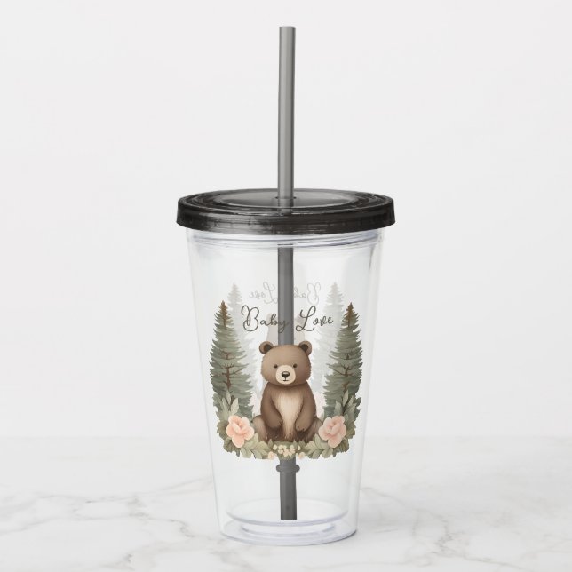 Baby Bear Pine Trees Acrylic Tumbler (Front)
