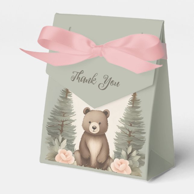 Baby Bear Pine Trees Favor Boxes (Front Side)