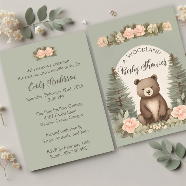 Baby Bear Pine Trees Invitation (Creator Uploaded)
