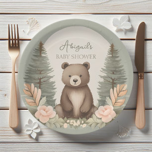 Baby Bear Pine Trees Paper Plates
