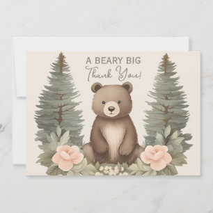 Baby Bear Pine Trees Thank You Card